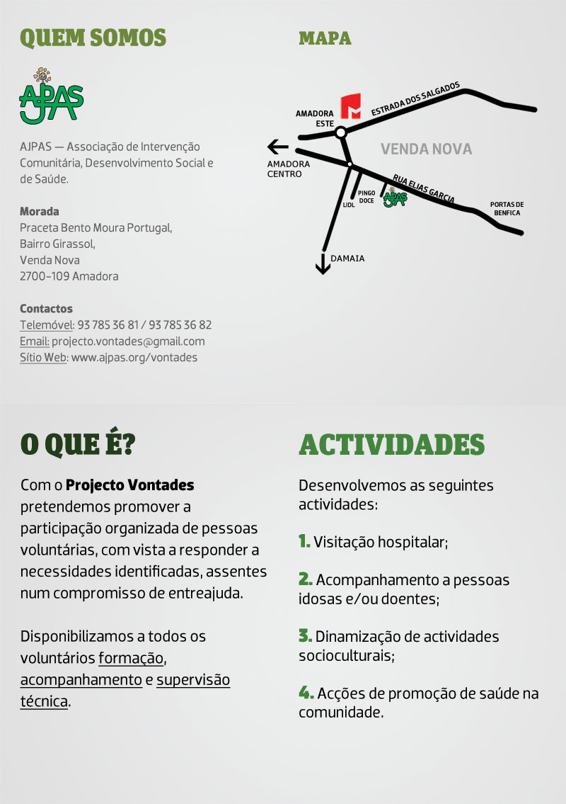 volunteer AJPAS print flyer poster cartaz Vontades associação voluntariado Website Webdesign