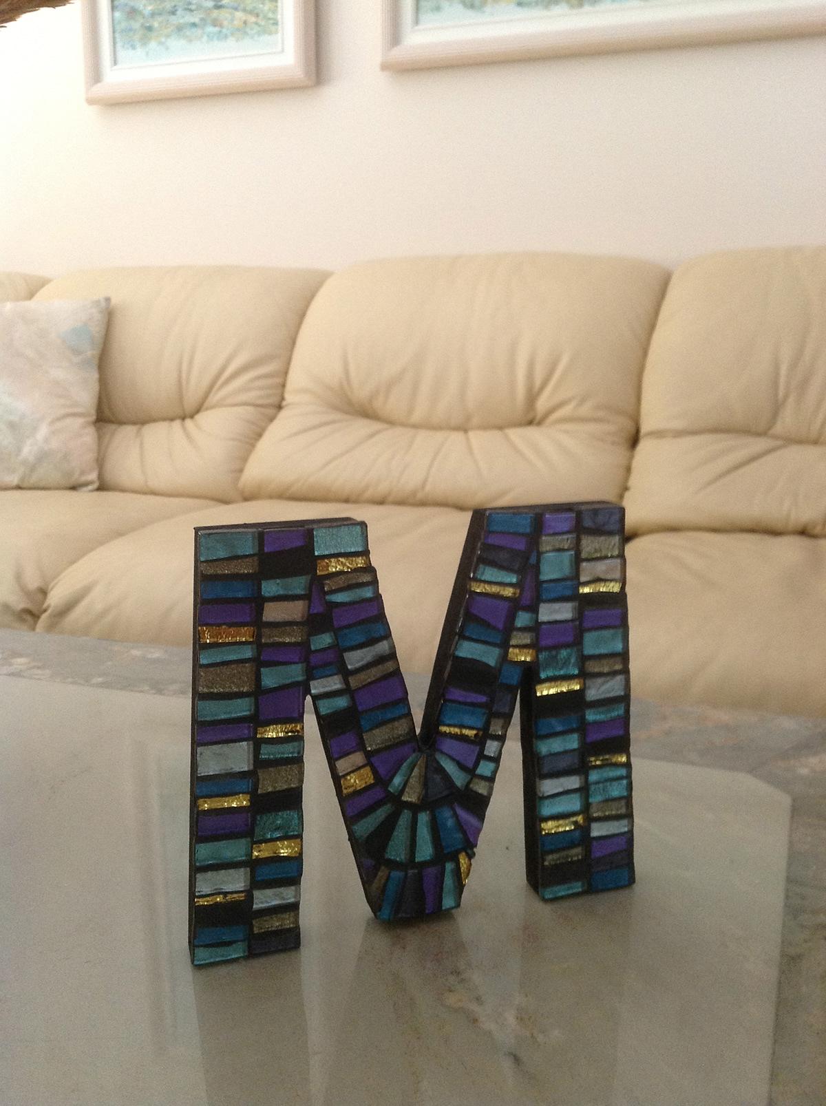 mosaics  initials  Monograms  hand made  artisan  mosaic letters custom made mosaic stained glass  mirror