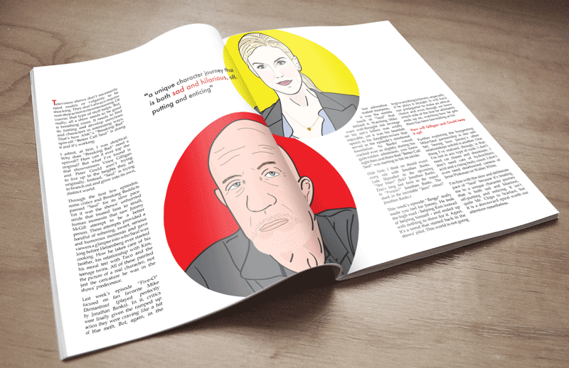 better call saul magazine article Character illustrations magazine typography   typography design