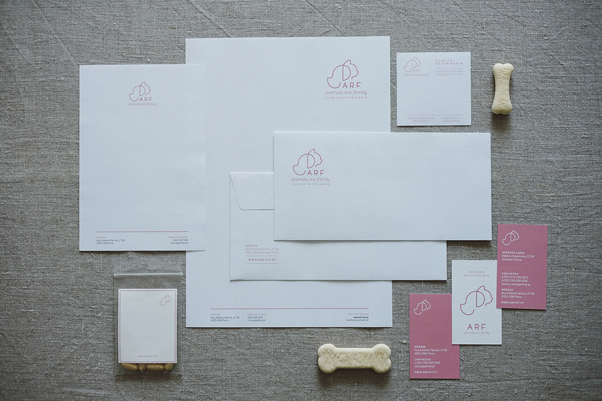 business card envelope writing paper Stationery Signage Window Display logo veterinary pets interiors