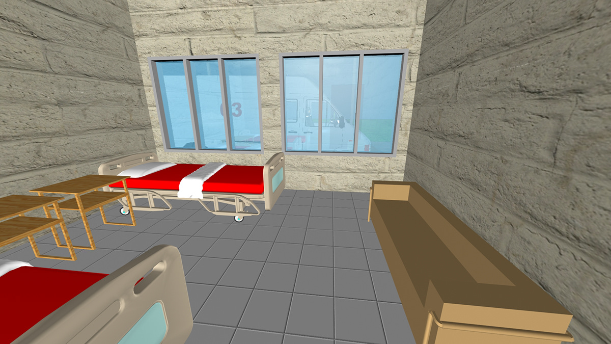 MAX cad rendering materials building ambulance environment