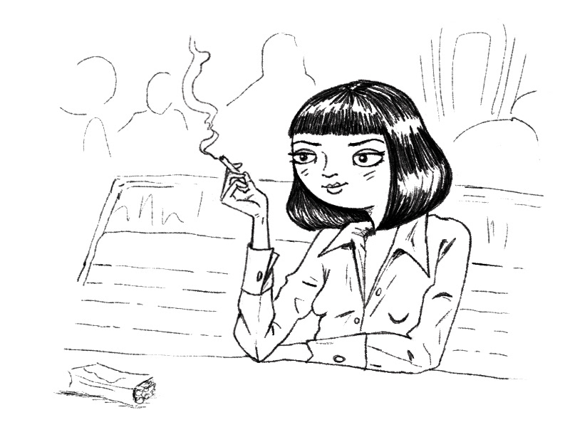 mia wallace pulp fiction Character woman girl female smoking diner Uma Thurman