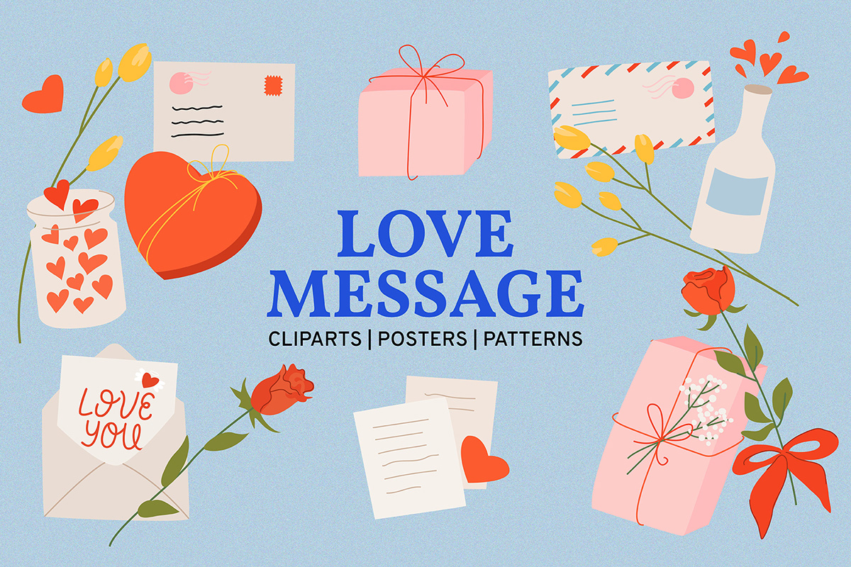 Digital Art  greeting card ILLUSTRATION  Love message pattern print Valentine's Day vector