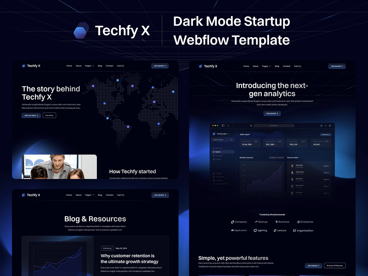 Dark Mode Startup Webflow Template
