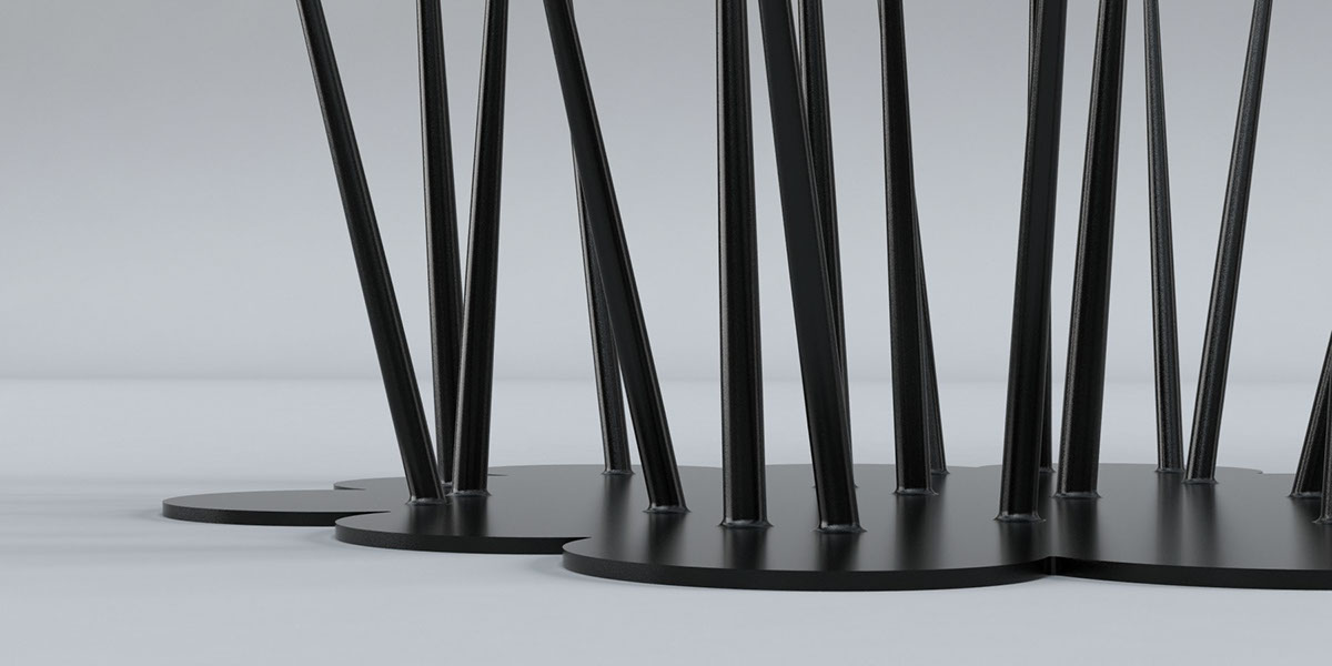 Adobe Portfolio arbor table table furniture modern sculptural dining table art design glass metal black arbor