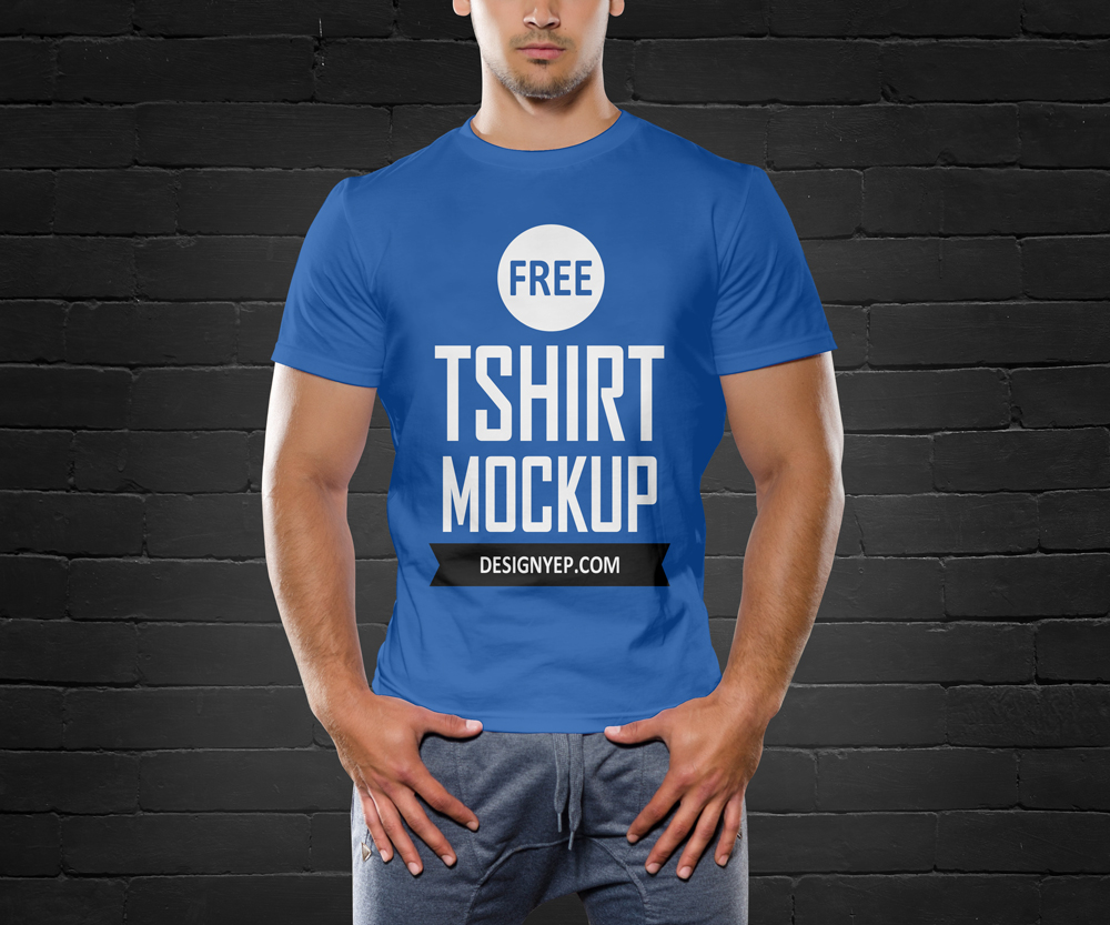 free Mockup template psd photoshop design men T Shirt tshirt Fashion 