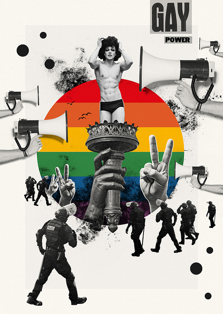 ILLUSTRATION  cover magazine print editorial collage Retro man woman poster
