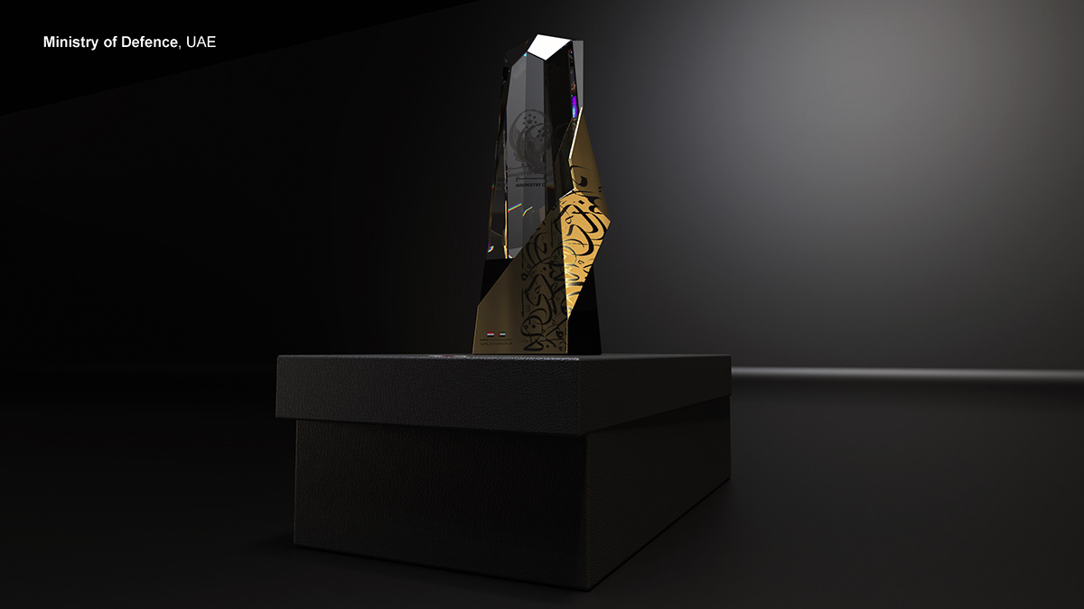 award crystal design gold model Render trophy UAE visualization graphic design 
