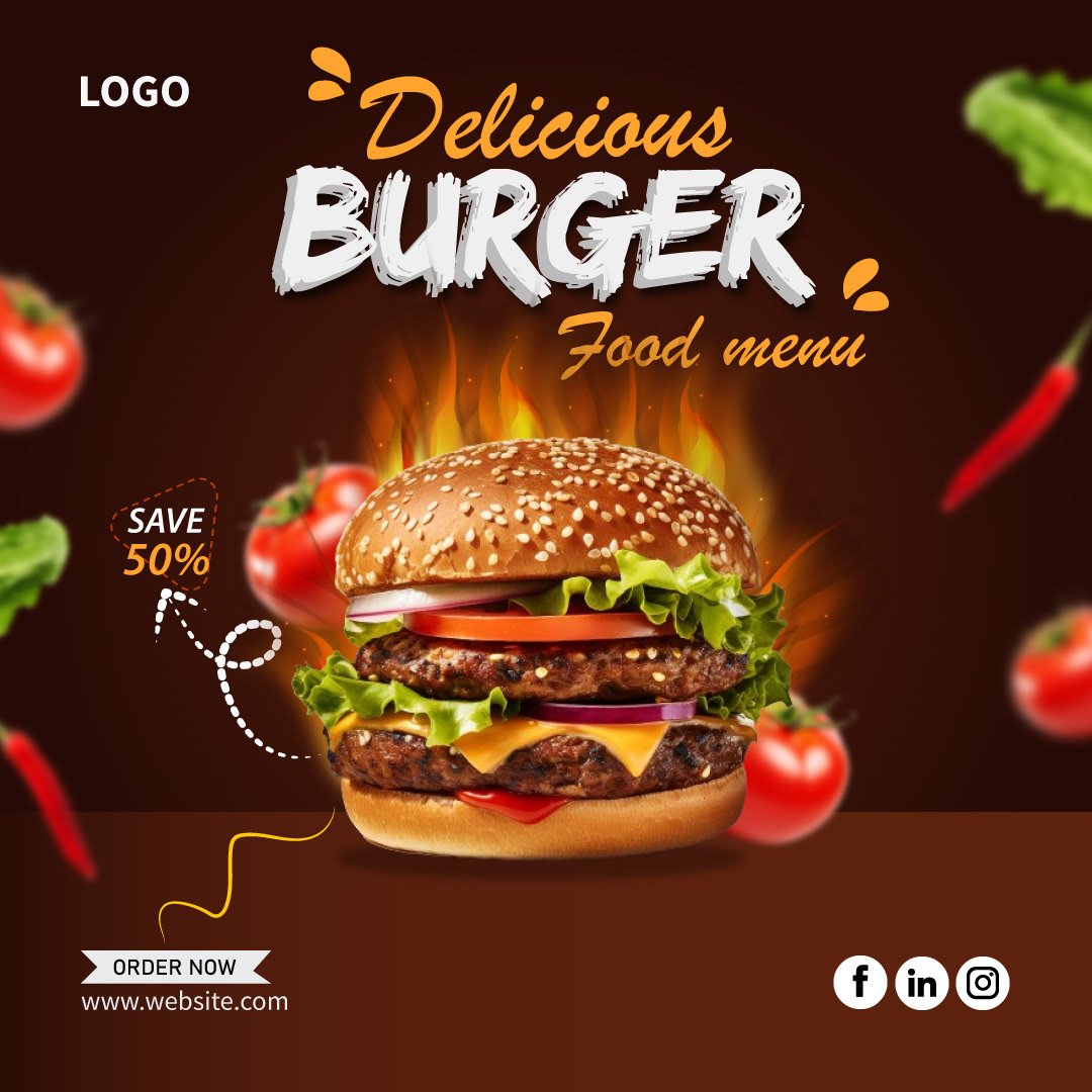 Fast food burger Social media post Socialmedia post design marketing   Graphic Designer typography   Poster Design Viral post