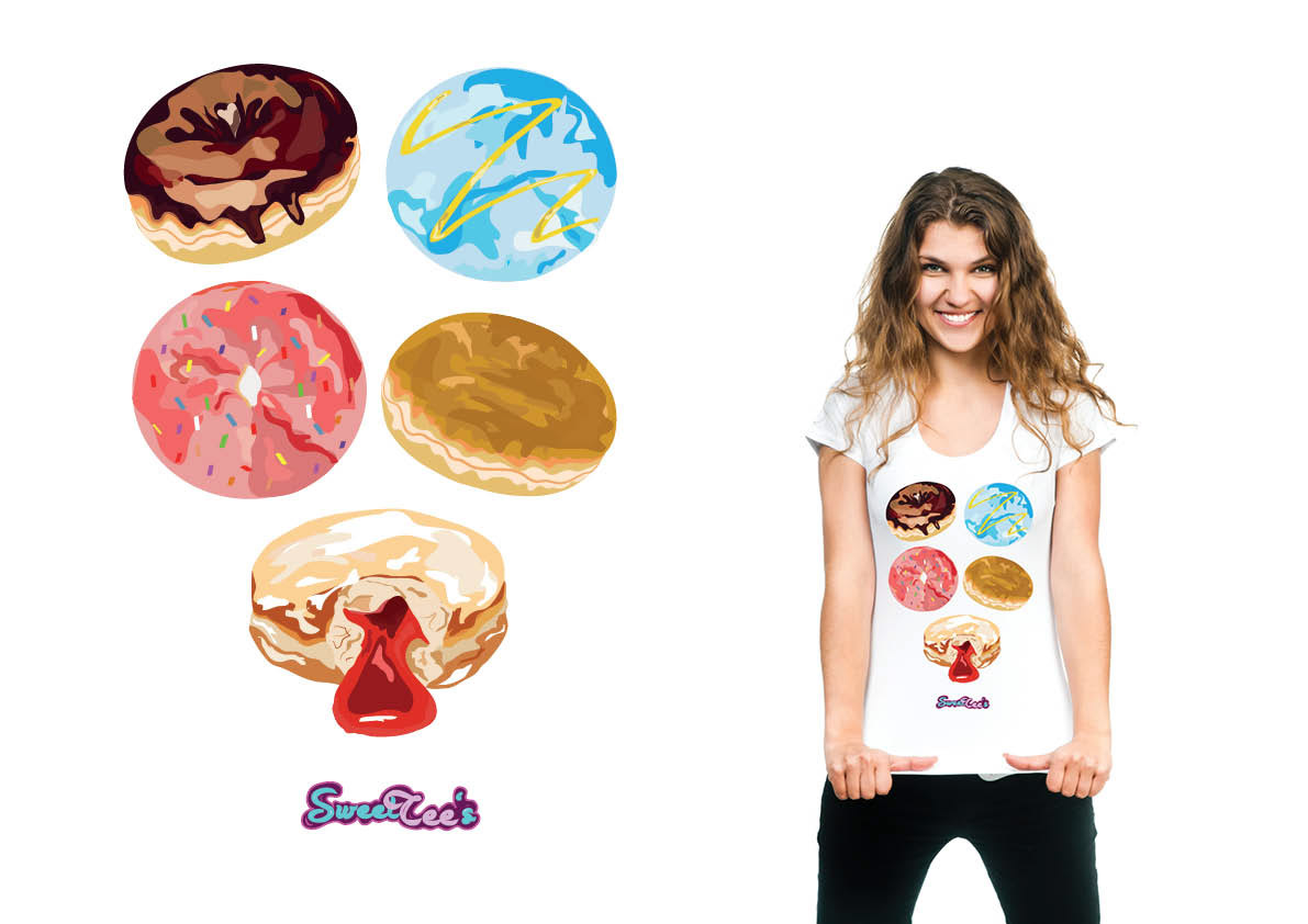 art popcorn icecream fresh cold sweet t-shirts COOL DESIGNS boxs T-shirt Packaging drawings Colourful 