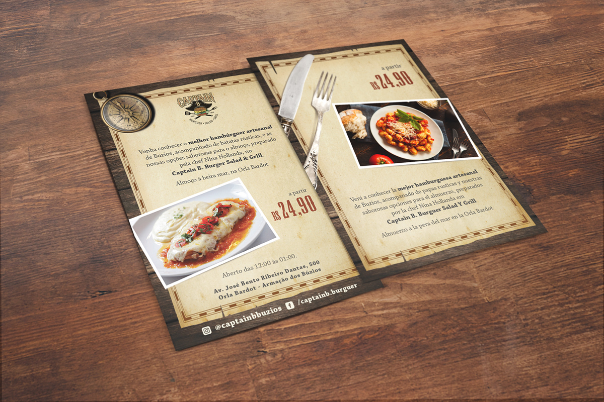 design gráfico impressos flyer cartão pirata hamburguer