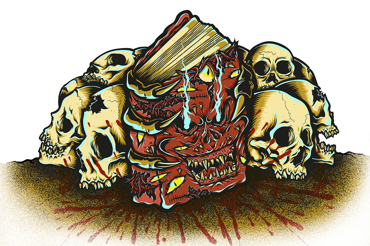 necronomicon book death skull vector Illustrator demon