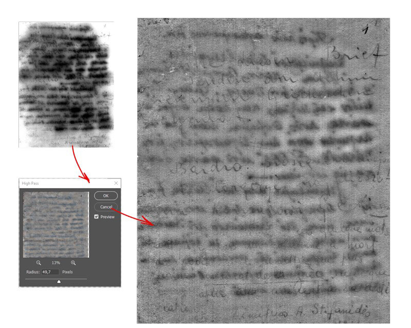 auschwitz ww2 manuscript recovering retouching  multi-spectral imaging Marcel Nadjary forest holocaust shoa