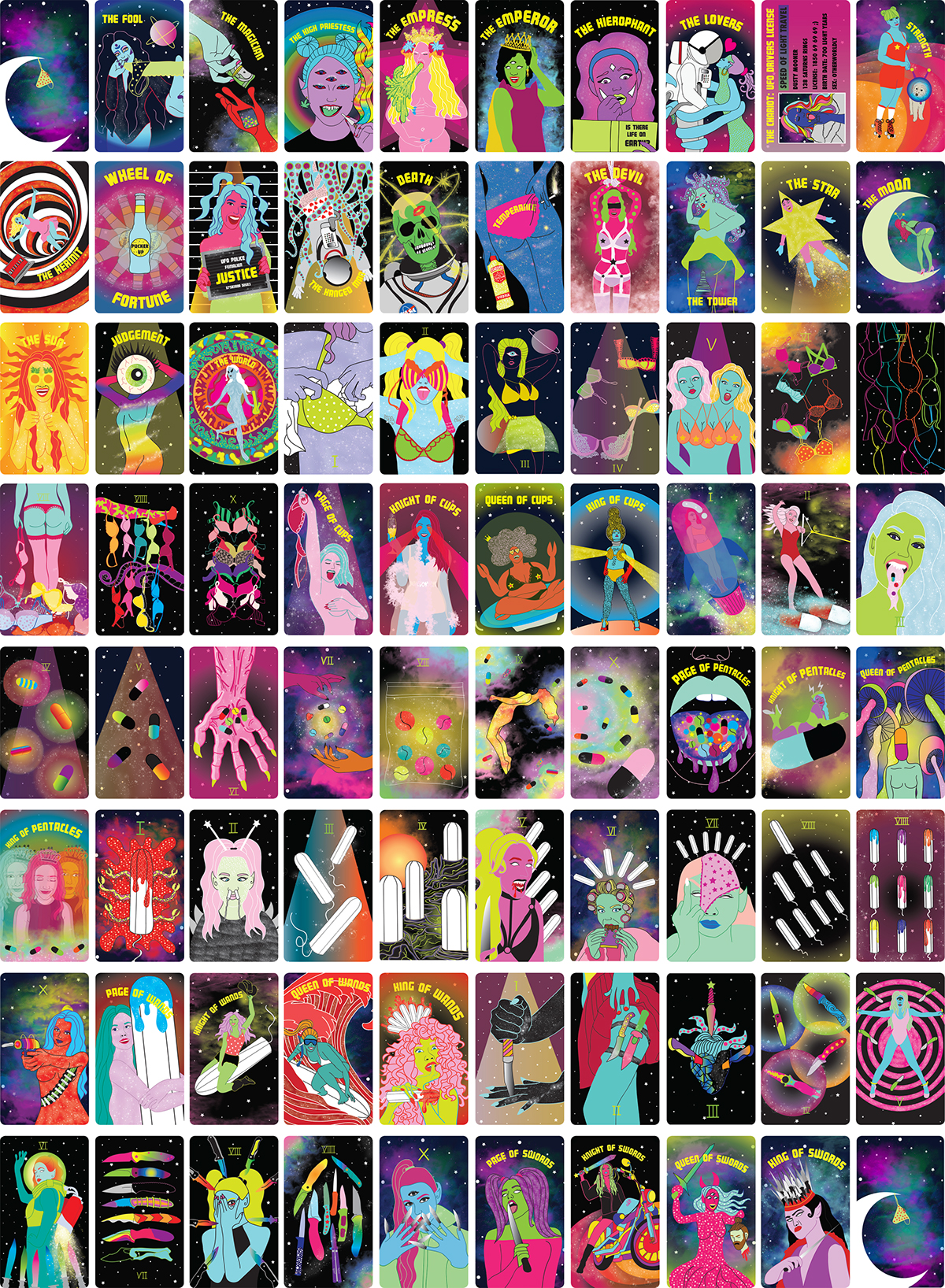 illustrator tarot pinup tarot deck cards Astrology Magic   witch witchcraft Playingcards