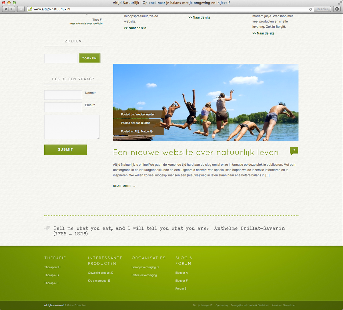 heathcare wordpress Nature alternative lifestyle portal Guide logo serial entrepreneur Nederland dutch