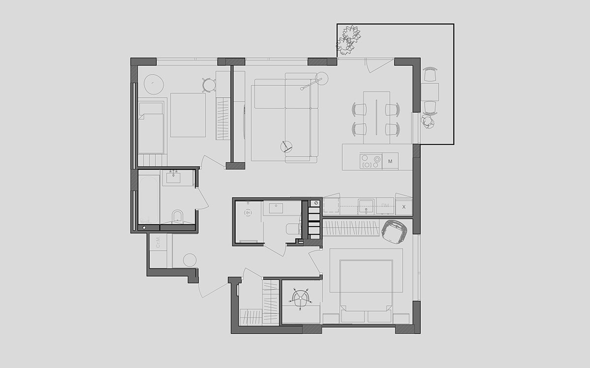 3D apartment bedroom design kitchen Kyiv livingroom Minimalism Render simple