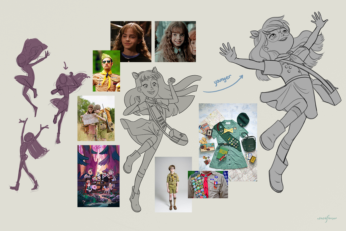 Character design  character design concept children illustration digital painting girl scout ILLUSTRATION  model sheet character