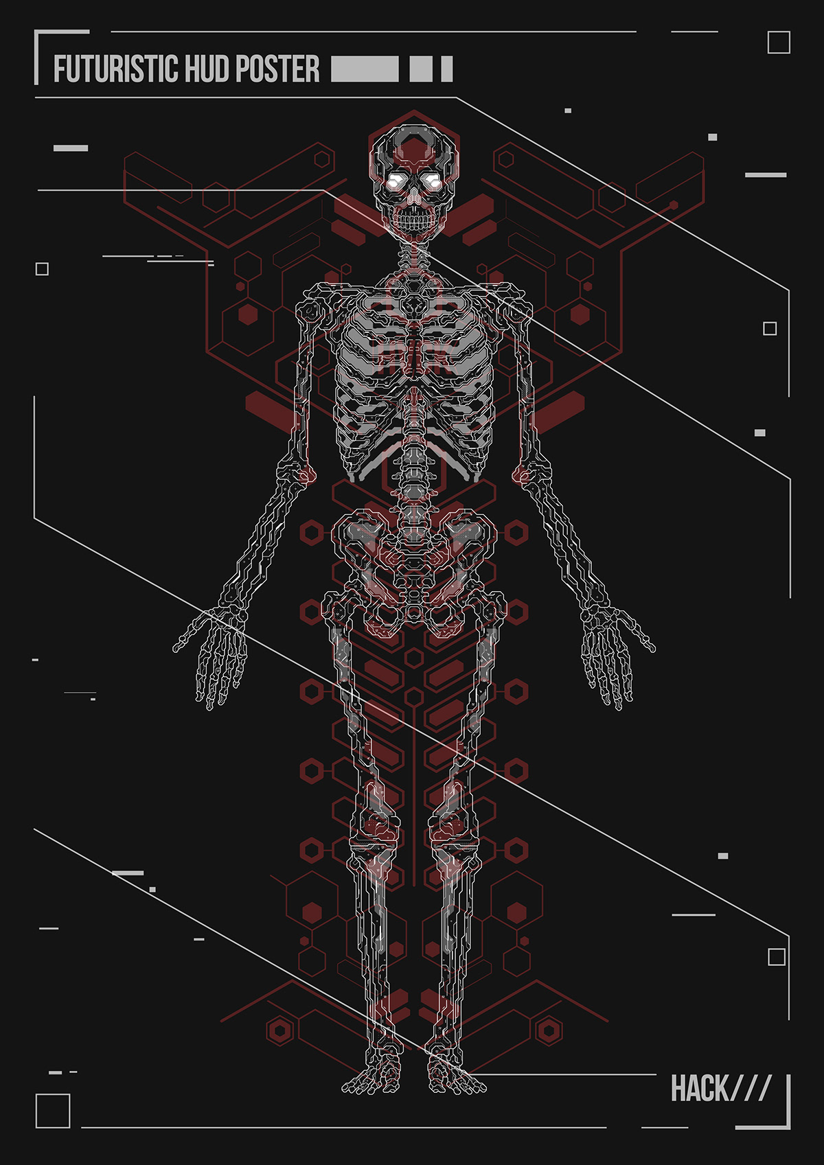 HUD futuristic UI poster FUI electronic hacker cyber Cyberpunk print