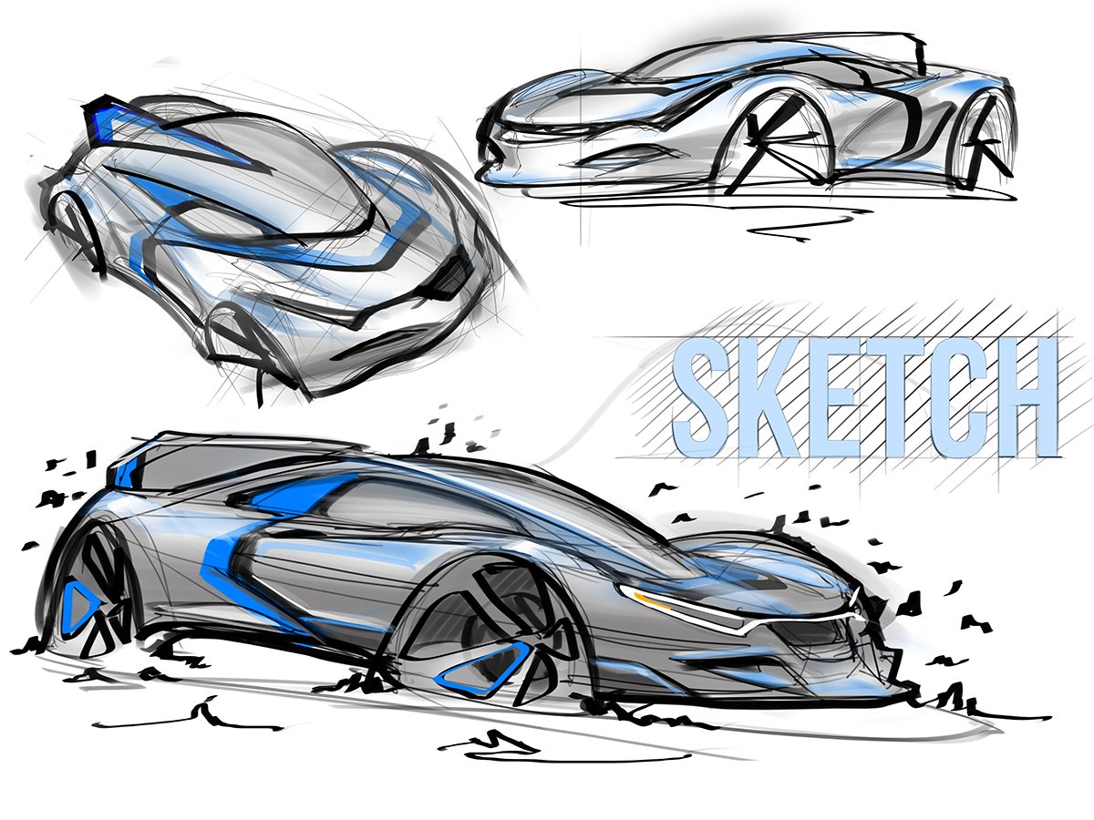 sketch photshop Render supercar design racecar