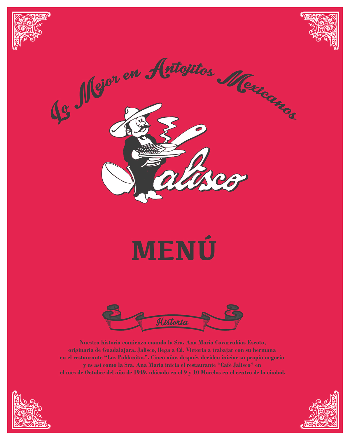 restaurant mexico jalisco mariachi menu card