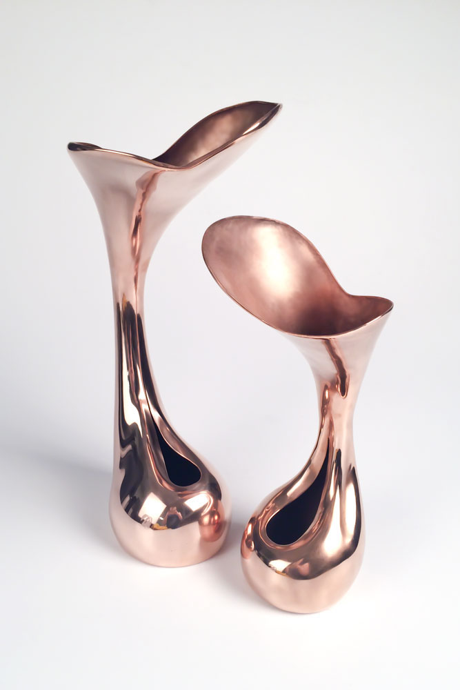 electroform electroforming copper metal home decorating flower Vase 3d printing Mold Making cad wax polish curves organic