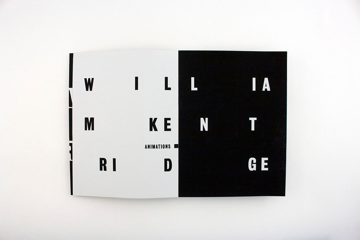 book design William Kentridge artist catalog typography   Adobe InDesign animations print design  Book Binding scanner motion