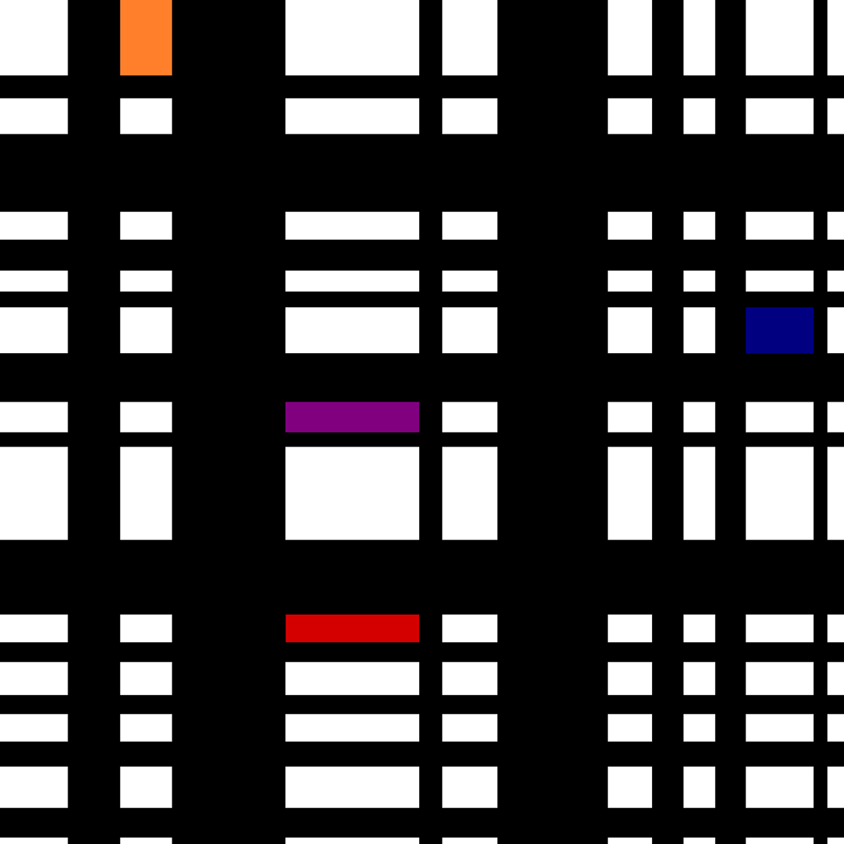 A matrix of lines with a little color