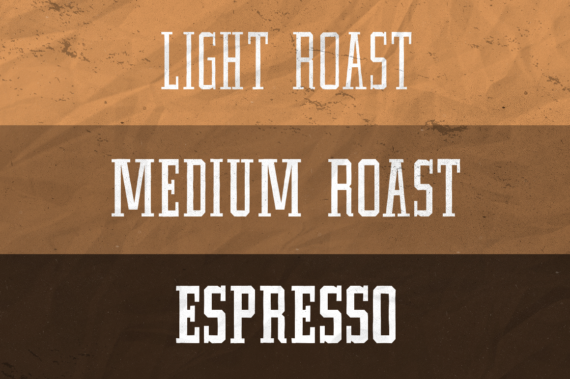 font Display slab condensed Coffee natural organic light medium Heavy espresso roast