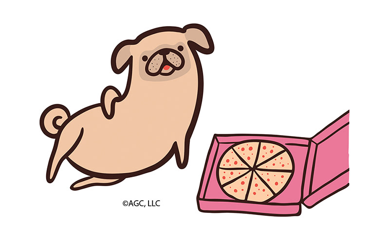 sexy doggo dog Pug Pizza bed ILLUSTRATION  design Character greetingcard