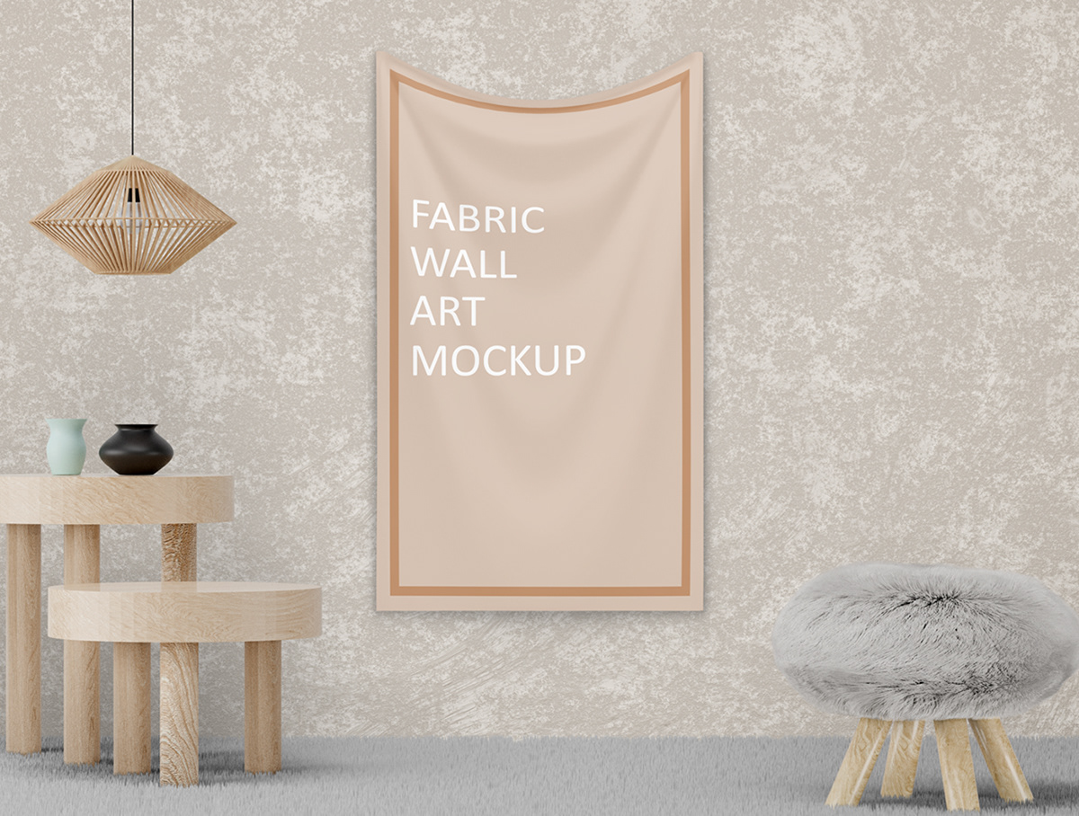 mockups psd photoshop template Mockup fabric textile pattern print tapestry