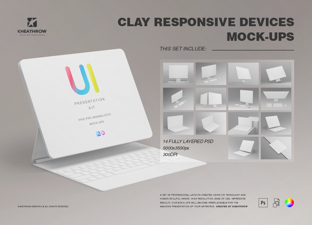 app clay ipad pro Mac Pro macbook minimalisric mockups Responsive template ux/ui