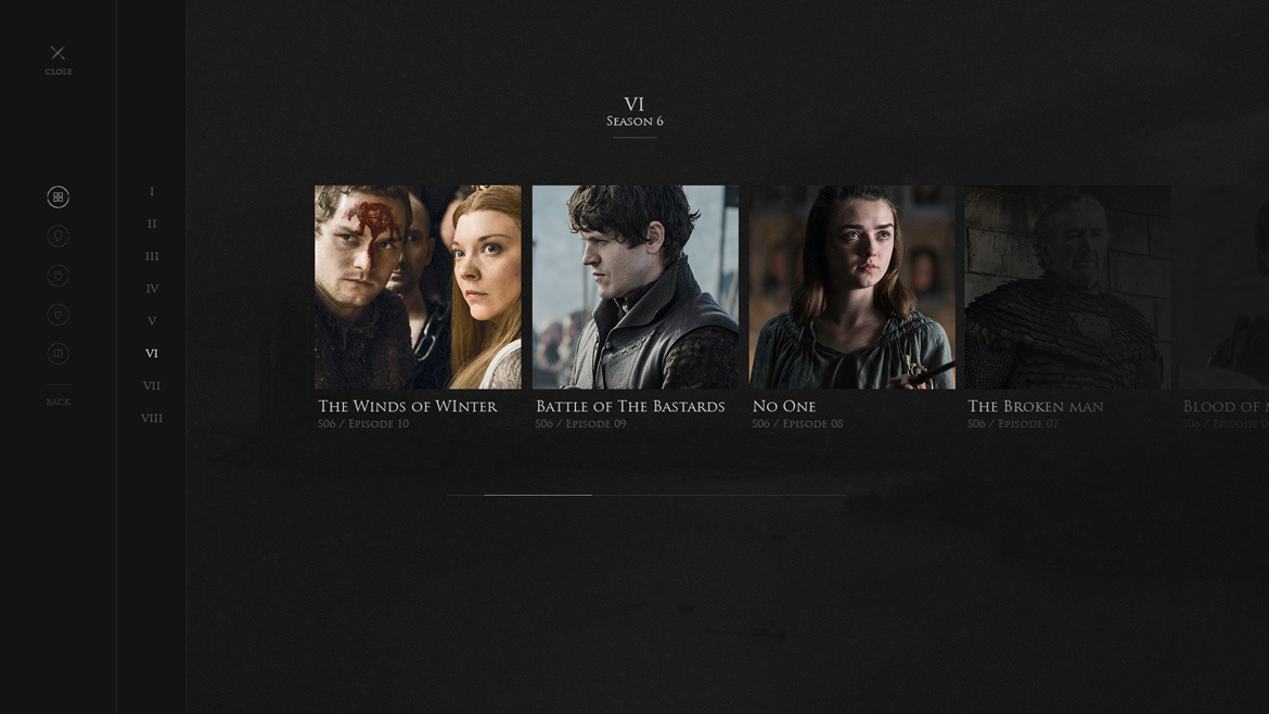 got Experience fantasy Game of Thrones hbo UI ux Movies tv series