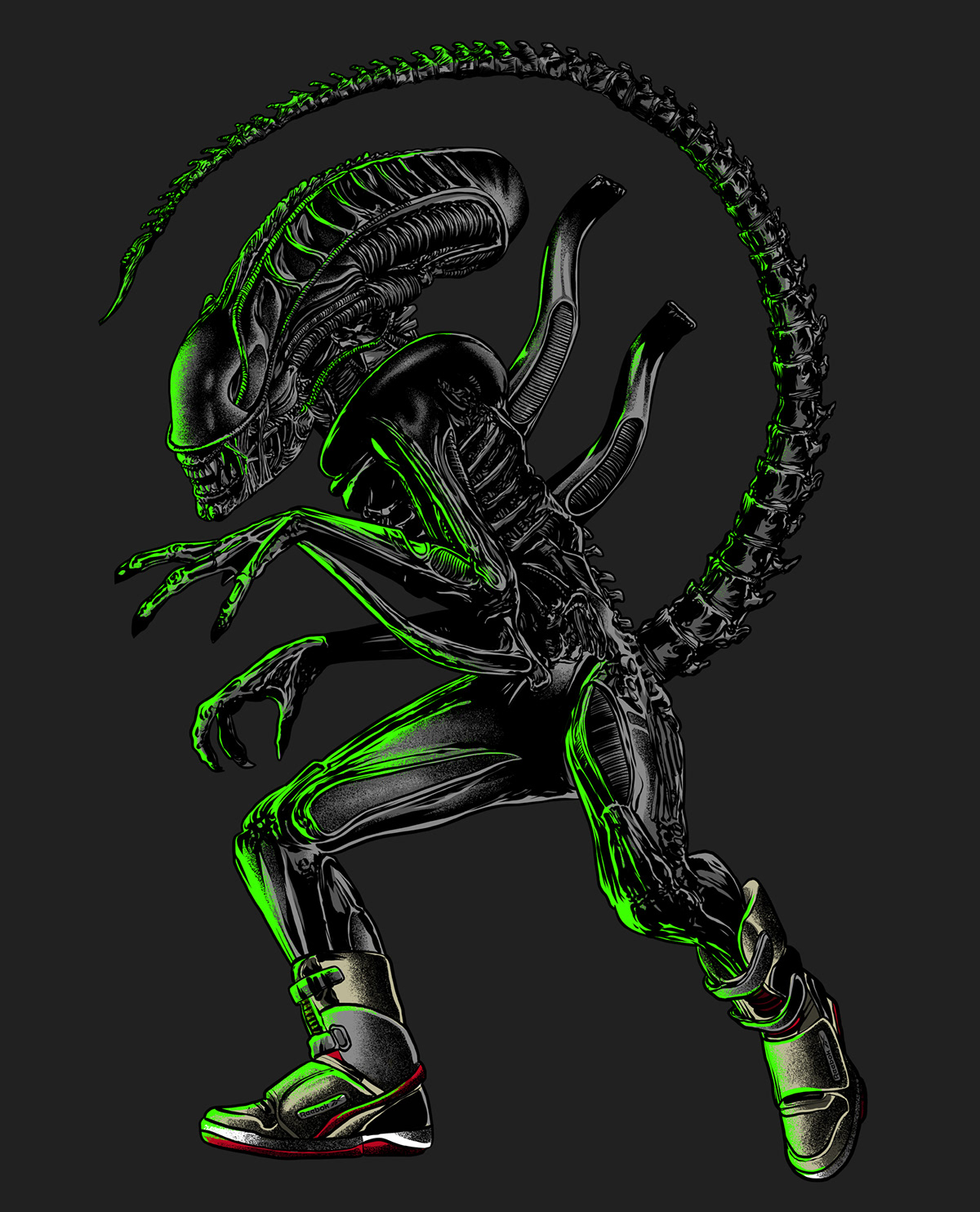 alien alien day horror reebok sneakers Tee graphics
