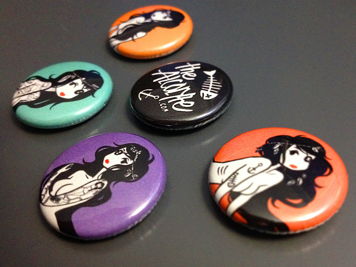 mermaid button pins Badges