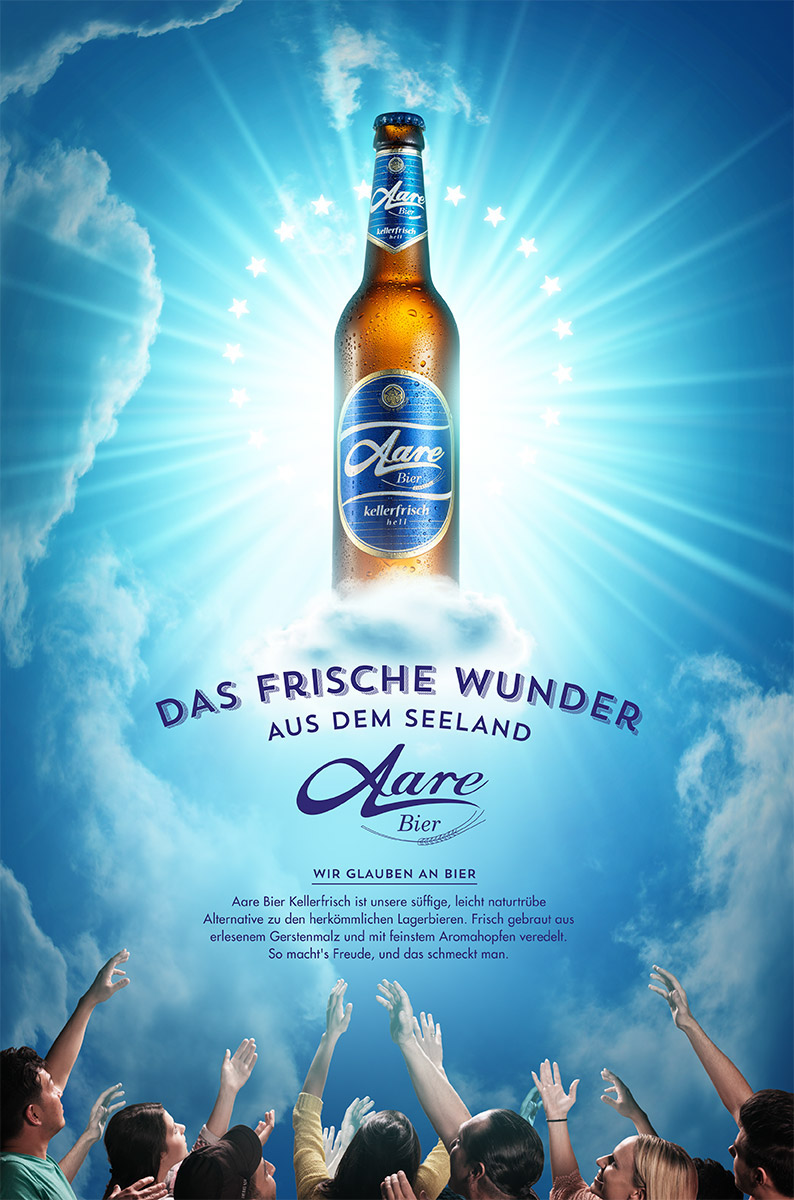 Bier beer werbung ad SKY 2014 AD Switzerland Schweiz beer advertising beer ad blue bier werbung beer photography