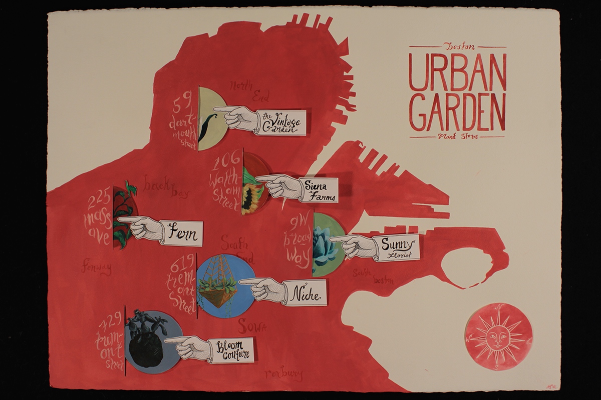 interactive map Illustrator acrylic boston plants Nature vintage