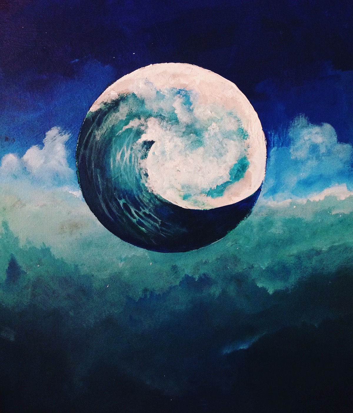 painting   acrylic moon