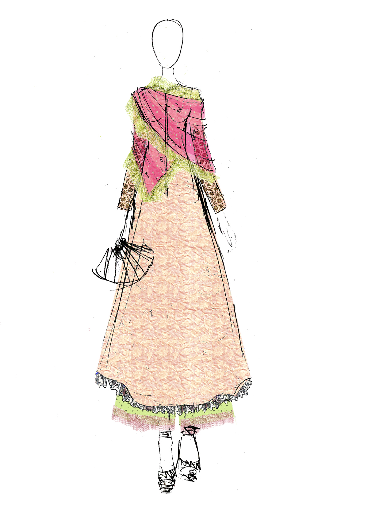 couture indian awadhi fashion illustration