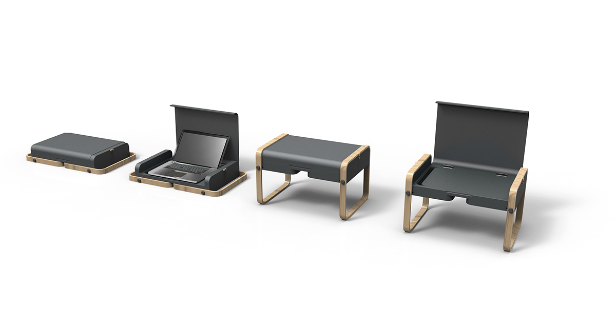 envol desk furniture modular compact wood portable transportable Laptop Work  supplies