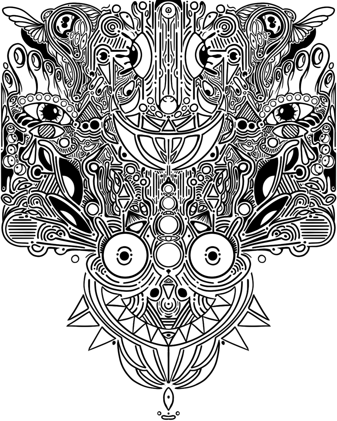 doodle symmetry tattoo eyes