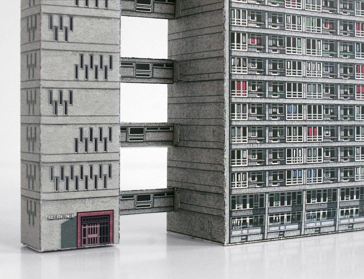 Brutalism London modernism papercraft DIY popup city cardboard paper model Erno goldfinger tower blocks council estates demolition