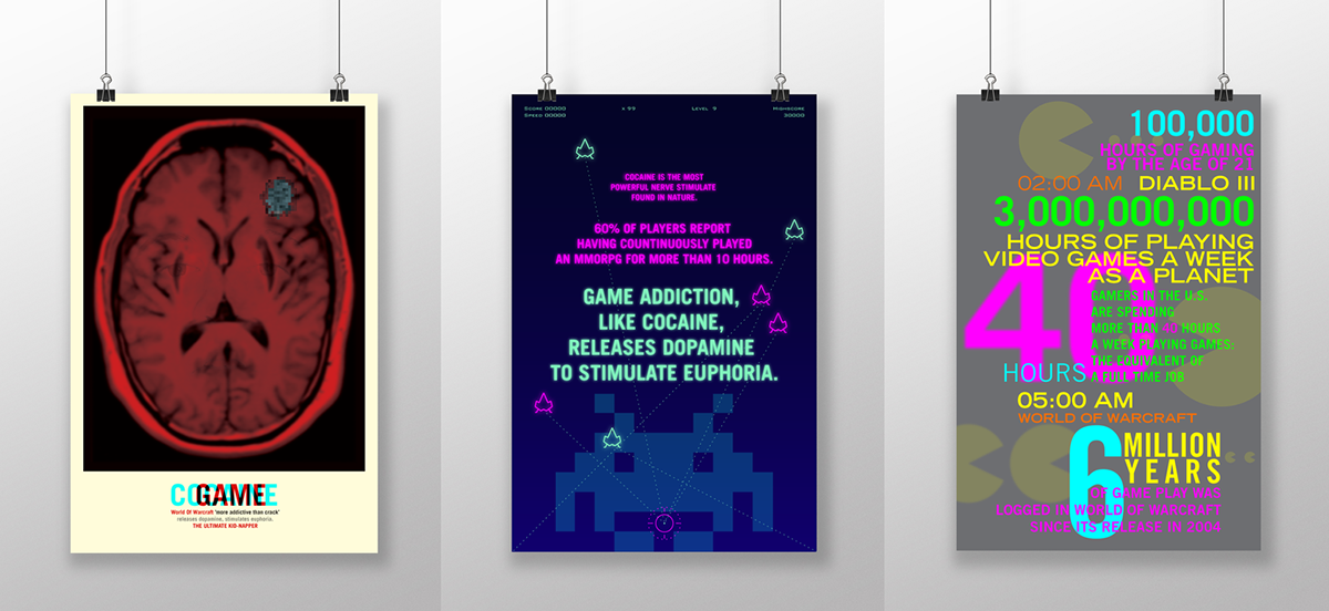 jane park janegrafik cogame Game addiction Pacman cocaine game video game poster Communication Design