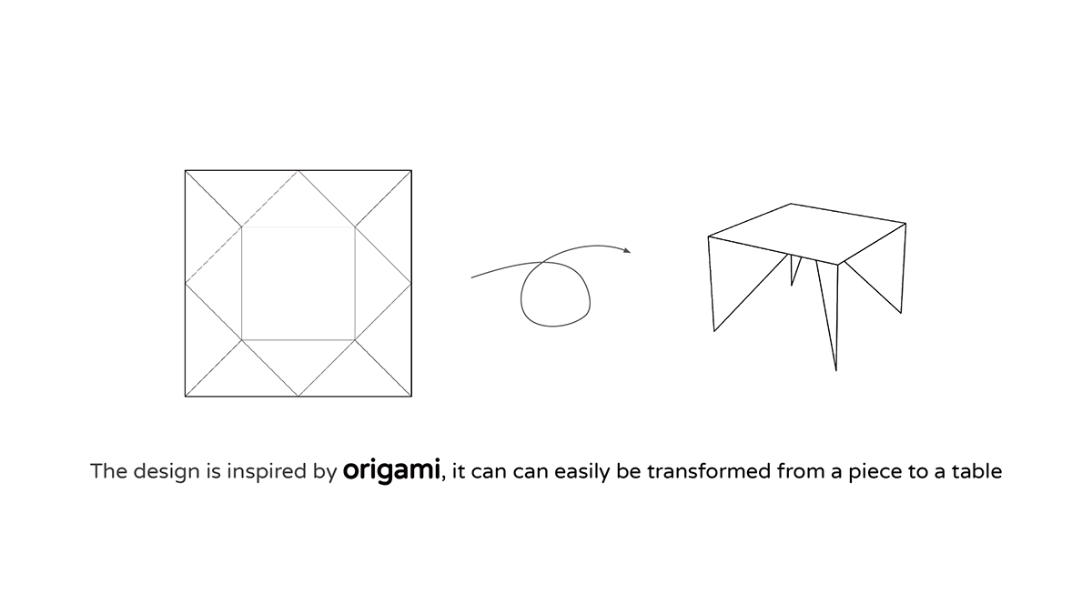 bamboo furniture design furniture design  fusion 360 origami design product product design  Render stool table