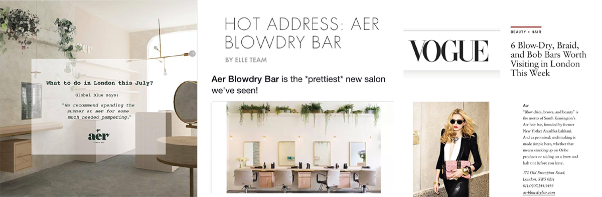 aer aerblowdrybar London kensington blowdry design Interior digital social oldbromptonroad brows beauty