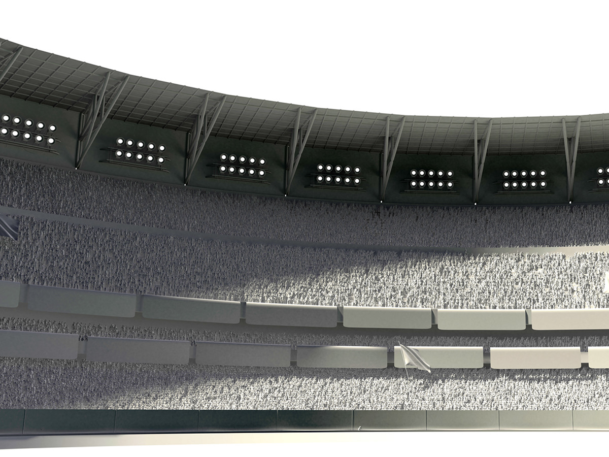3D CGI soccer stadium modo Brazil grass fans suport