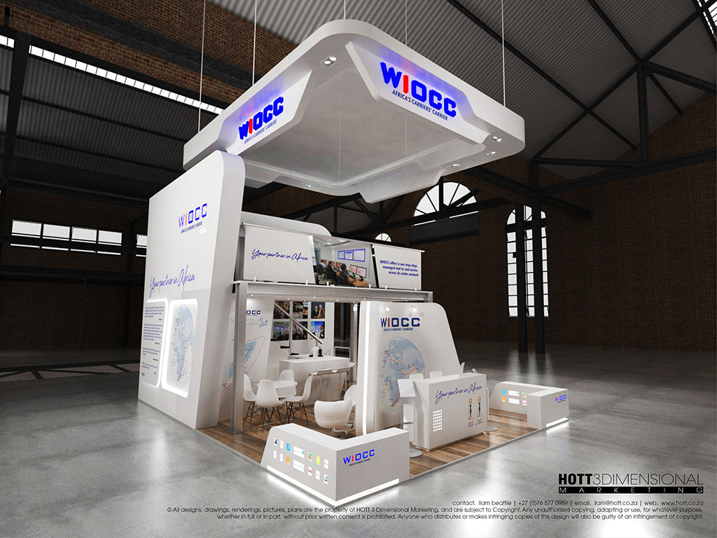 WIOCC Hott3D AfricaCom 2014 EXHIBIT DESIGN expo booth Double Storey