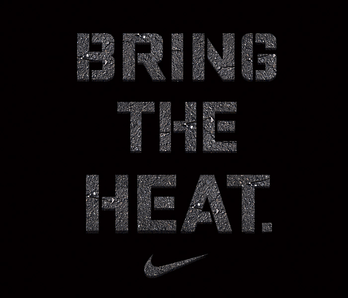 Nike  t-shirt Bring the Heat apparel design  Graphic  Type Illustration  type treatment  Swoosh   sport  tee  burn fire heat  melting