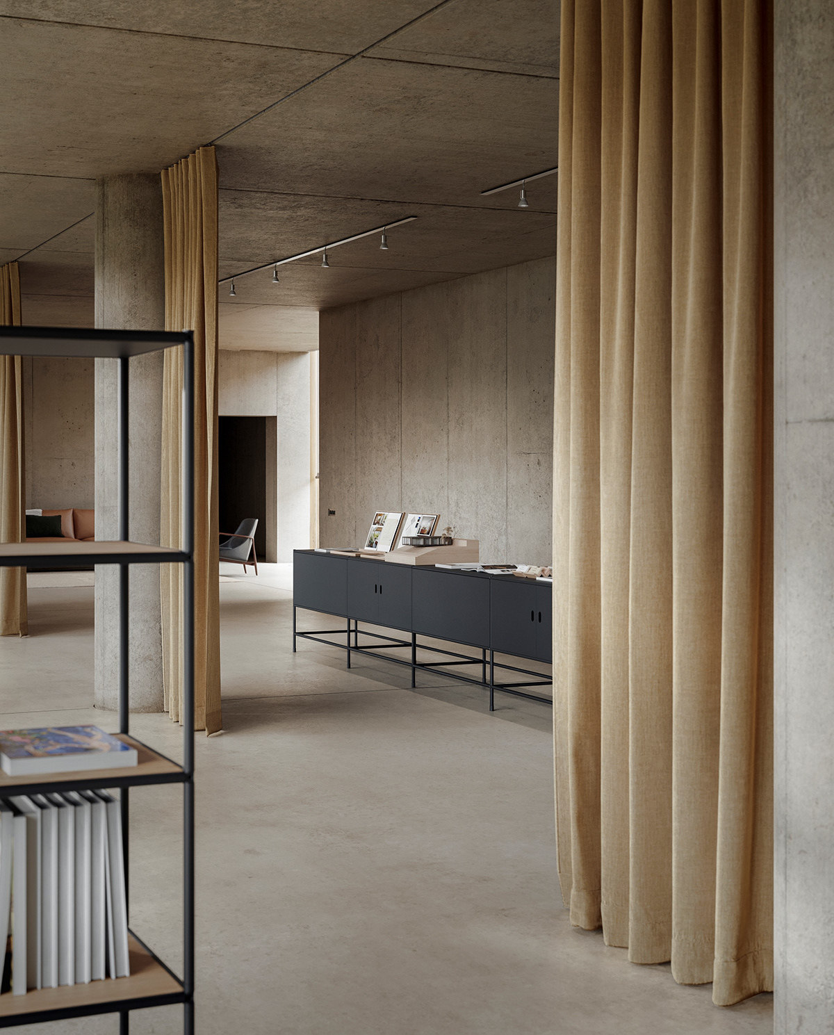 architecture archviz Brutalism CGI concrete doi furniture design  interior design  Minimalism visualization
