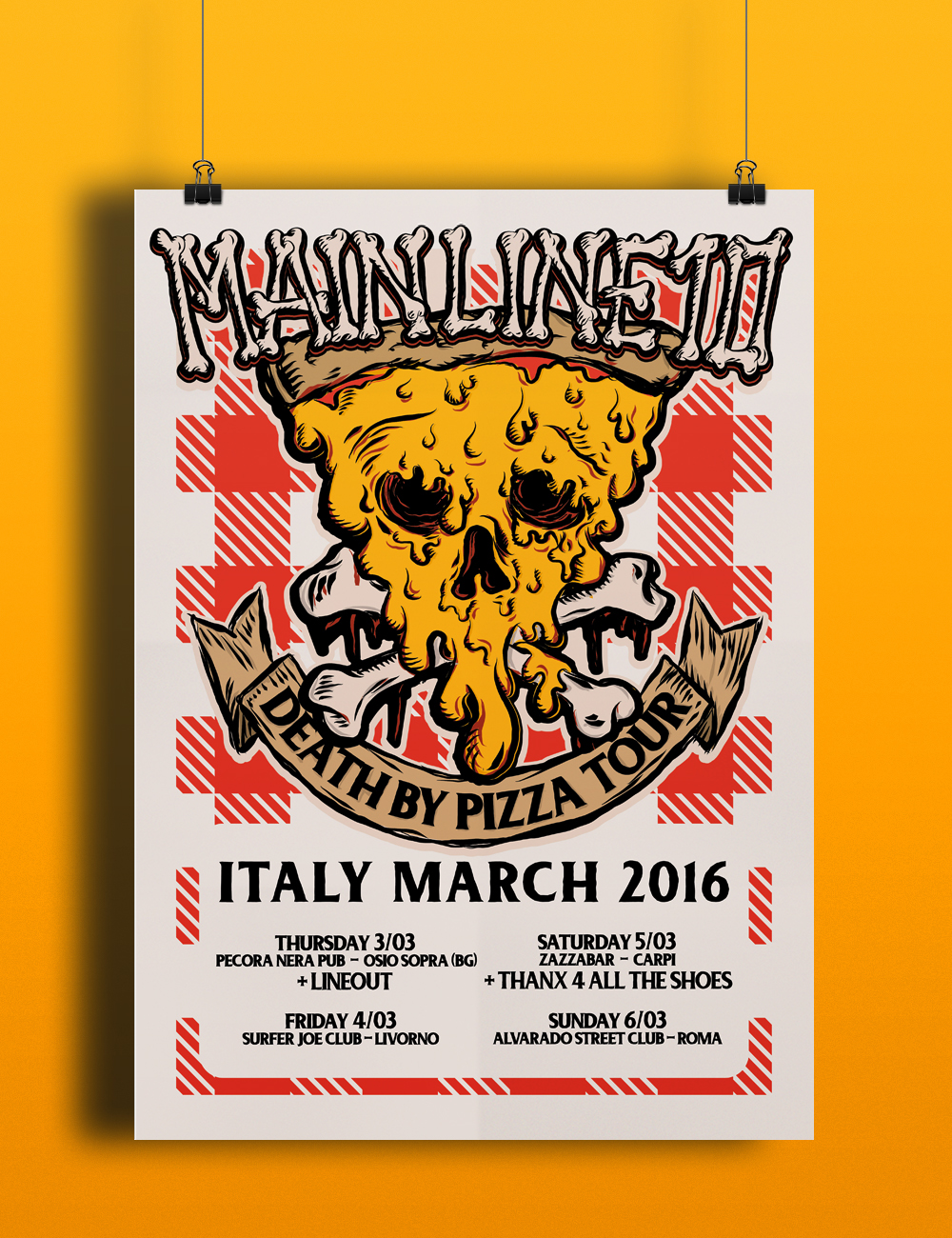 Pizza ittaly pizza skull death skull cheese skull melodic hardcore Hardcore music Tour Poster