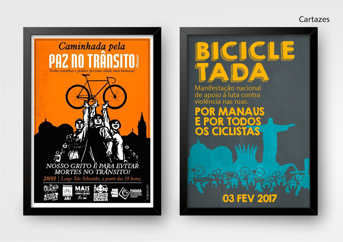 Cartazes ilustrações bicicleta Direção de arte bicicletada
